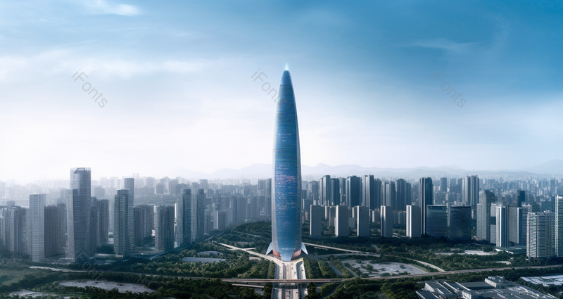 蓝色商务深圳人才公园现代户外建筑群城市景,高清,摄影图,摄影图片,图片大全,摄影图免费下载